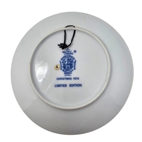 1973 BAREUTHER Christmas Wall Plate Children Sledding Bavaria Germany Vtg - Picture 2 of 10